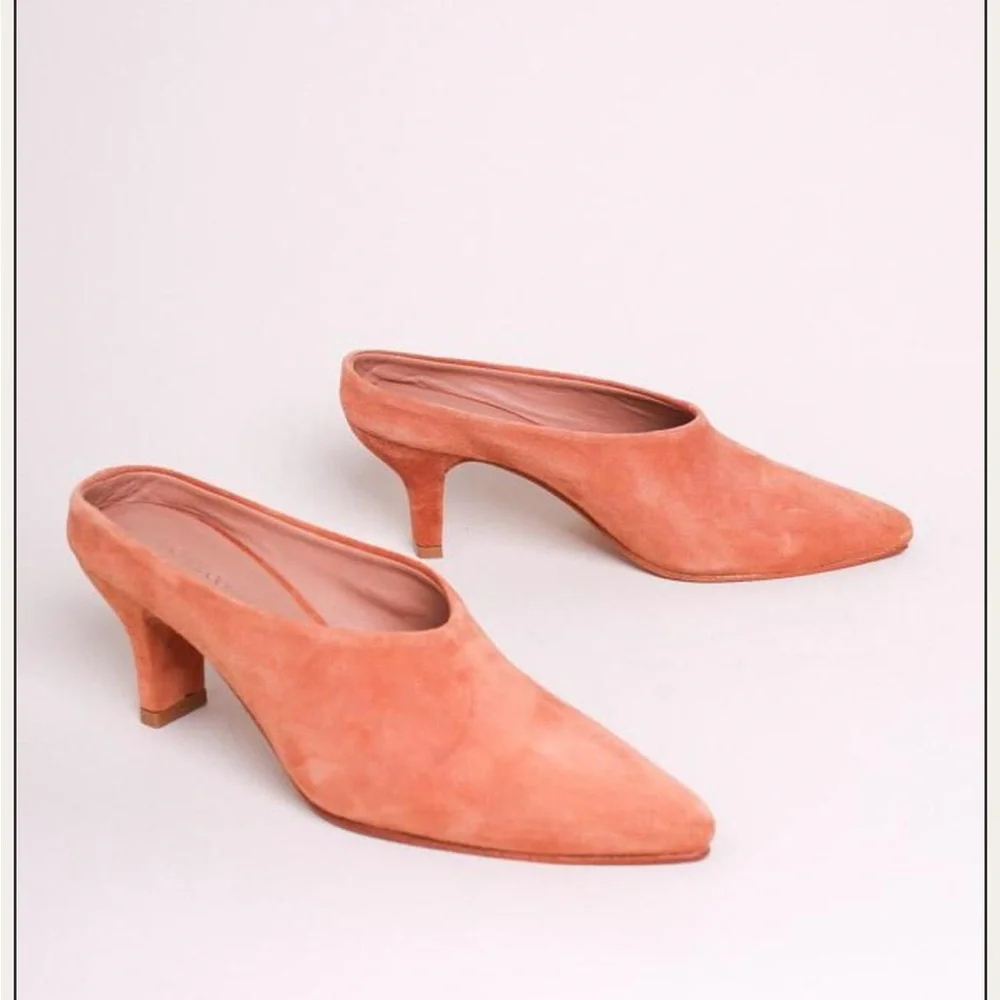 Rachel Comey Peach Suede Alder Mules Pumps - Picture 2 of 14
